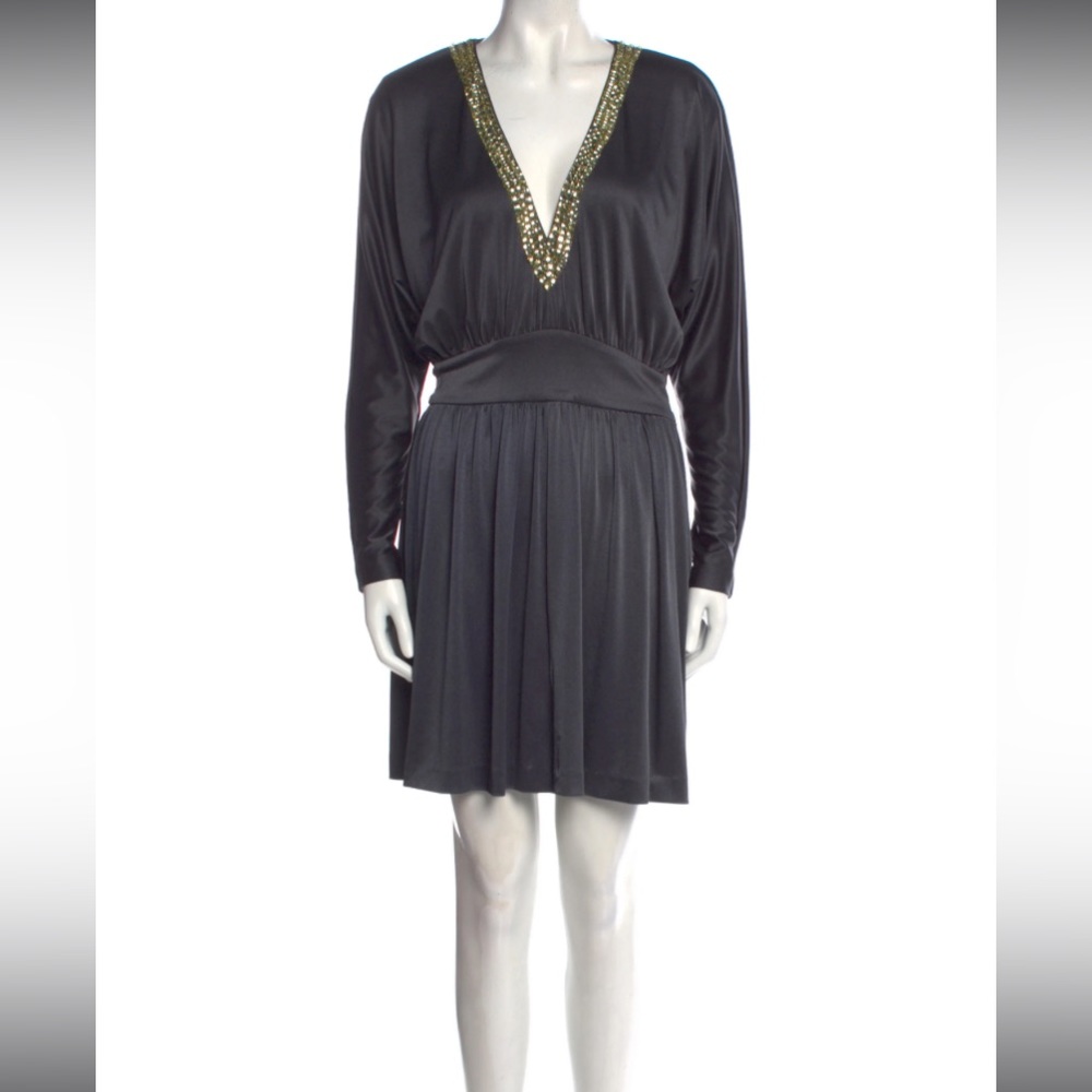 HALSTON Heritage Black Dress with Rhinestones size 10